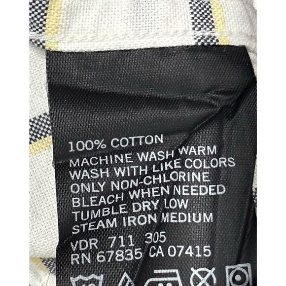 Nautica Shirt Mens Size M Button Up Long Sleeve Black Yellow Plaid Logo Casual - Picture 4 of 7